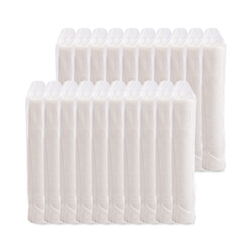 Lift Back and Lock Tab Cup Lids for Foam Cups, Fits 8 oz Hot Cups, Plastic, White, 100/Pack