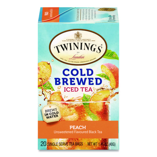 Cold Brew Iced Tea Bags, Peach, 0.07 oz Tea Bag, 20/Box