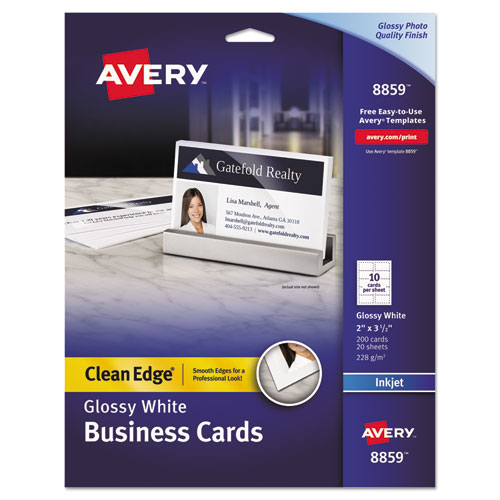 Avery Clean Edge Business Cards, 2" x 3.5" , Glossy, 200 (08859)