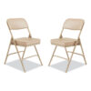 3200 Series 2" Vinyl Upholstered Double Hinge Folding Chair, Supports Up to 300lb, 18.5" Seat Height, Beige, 2/Carton