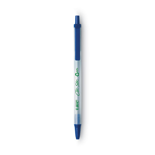 Ecolutions Clic Stic Ballpoint Pen, Retractable, Medium 1 mm, Blue Ink, Translucent Frost/Blue Barrel, Dozen - Image 2