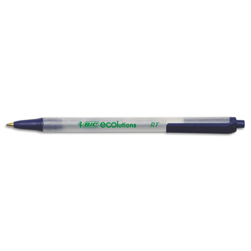 Ecolutions Clic Stic Ballpoint Pen, Retractable, Medium 1 mm, Blue Ink, Translucent Frost/Blue Barrel, Dozen - Image 4