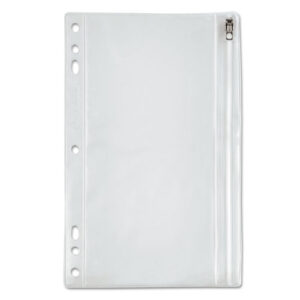 Zipper Binder Pocket, 2- to 5-Hole Punched, 6" x 9.5", Clear