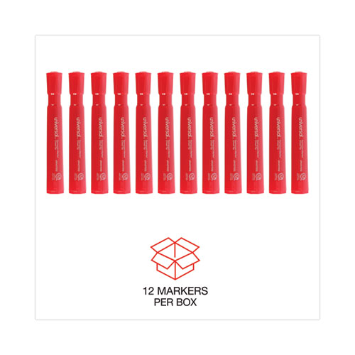 Chisel Tip Permanent Marker, Broad Chisel Tip, Red, Dozen