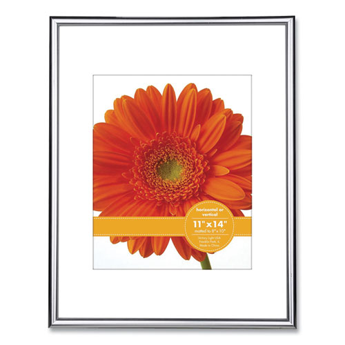 Metallic Poster Frame with Mat, 8 x 10 Insert, Silver/Black