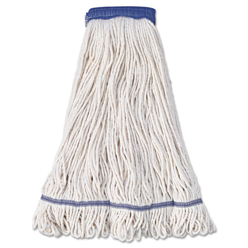 Super Loop Wet Mop Head, Cotton/Synthetic Fiber, 5" Headband, X-Large Size, White, 12/Carton