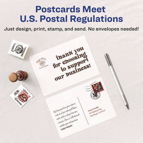 Printable Postcards, Inkjet, 65 lb, 4.25 x 5.5, Textured Matte White, 120 Cards, 4 Cards/Sheet, 30 Sheets/Box