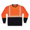 GloWear 8281BK Class 2 Long Sleeve Shirt with Black Bottom, Polyester, 3X-Large, Orange