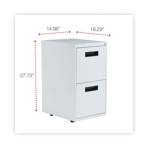 File Pedestal, Left or Right, 2 Legal/Letter-Size File Drawers, Light Gray, 14.96" x 19.29" x 27.75"