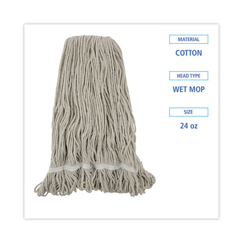 Pro Loop Web/Tailband Wet Mop Head, Cotton, 24oz, White, 12/Carton - Image 2