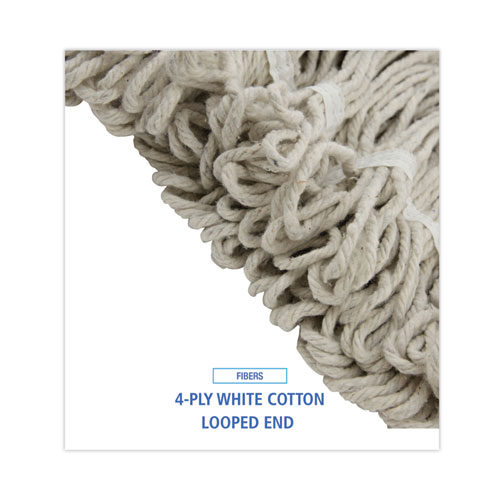 Pro Loop Web/Tailband Wet Mop Head, Cotton, 24oz, White, 12/Carton - Image 4