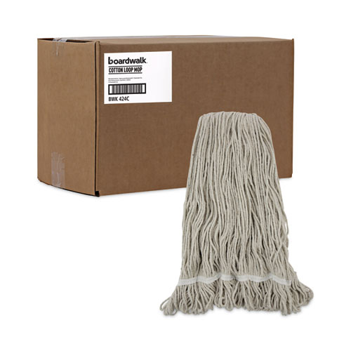 Pro Loop Web/Tailband Wet Mop Head, Cotton, 24oz, White, 12/Carton - Image 9