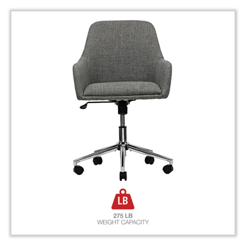 Mid-Century Task Chair, Supports Up to 275 lb, 18.9" to 22.24" Seat Height, Gray Seat, Gray Back - Image 3