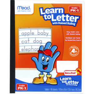 Learn to Letter Primary Journal with Raised Ruling, Manuscript Format, Orange/White/Blue Cover, (40) 10 x 8 Sheets