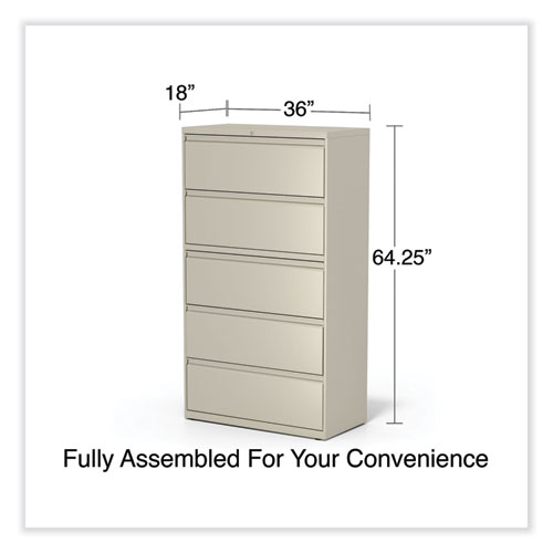 Lateral File, 5 Legal/Letter/A4/A5-Size File Drawers, Putty, 36" x 18.63" x 67.63"