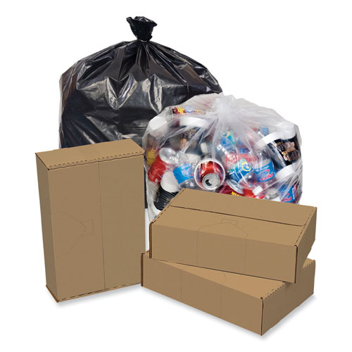 Eco Strong Plus Can Liners, 40 gal, 1.35 mil, 40" x 46", Black, Perforated Roll, 100/Carton