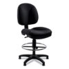 Comfort Task Stool, Supports Up to 300 lb, 24.5" to 34.5" Seat Height, Black Seat, Black Back, Black Base