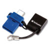 Store n' Go Dual USB 3.0 Flash Drive for USB-C Devices, 64 GB, Blue