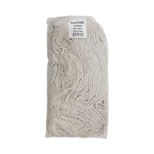 Cut-End Wet Mop Head, Cotton, No. 32, White, 12/Carton