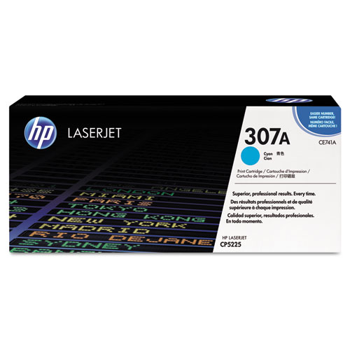HP 307A (CE741A) Original Laser Toner Cartridge - Single Pack - Cyan - 1 Each