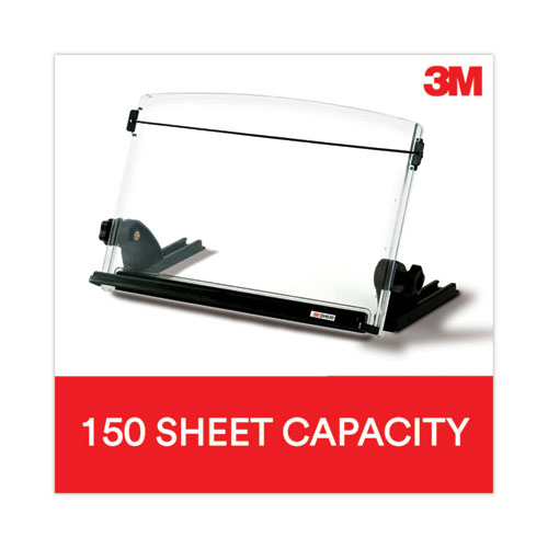In-Line Adjustable Desktop Copyholder,150 Sheet Capacity, Plastic, Black/Clear