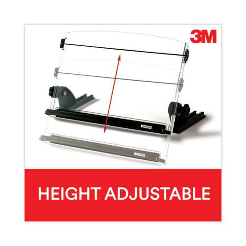 In-Line Adjustable Desktop Copyholder,150 Sheet Capacity, Plastic, Black/Clear