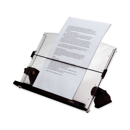 In-Line Adjustable Desktop Copyholder,150 Sheet Capacity, Plastic, Black/Clear