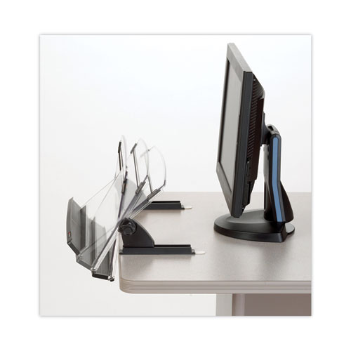In-Line Adjustable Desktop Copyholder,150 Sheet Capacity, Plastic, Black/Clear