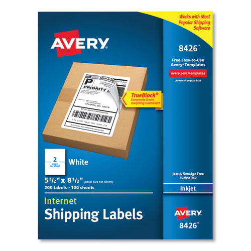 Avery&reg; Printable Shipping Labels, 5.5" x 8.5" , 200 Labels (8426)