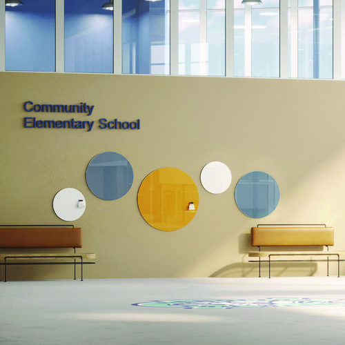Coda Low Profile Circular Magnetic Glassboard, 48 x 48, Denim Surface