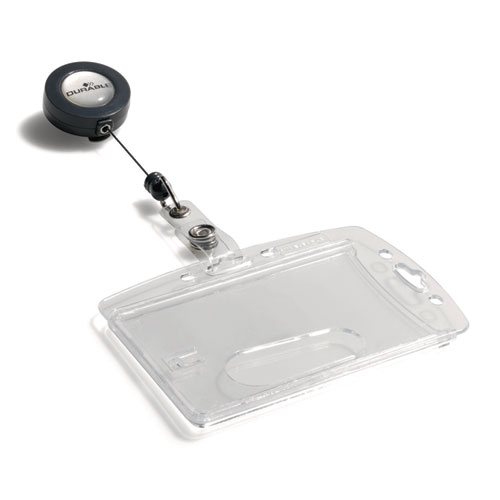 ID/Security Card Holder Set, Vertical/Horizontal, Reel, Clear, 10/Pack