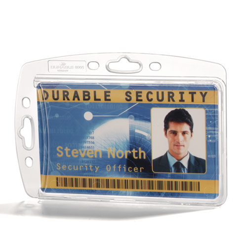 ID/Security Card Holder Set, Vertical/Horizontal, Reel, Clear, 10/Pack