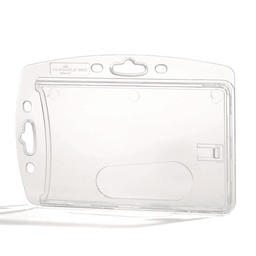 ID/Security Card Holder Set, Vertical/Horizontal, Reel, Clear, 10/Pack
