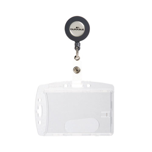 ID/Security Card Holder Set, Vertical/Horizontal, Reel, Clear, 10/Pack