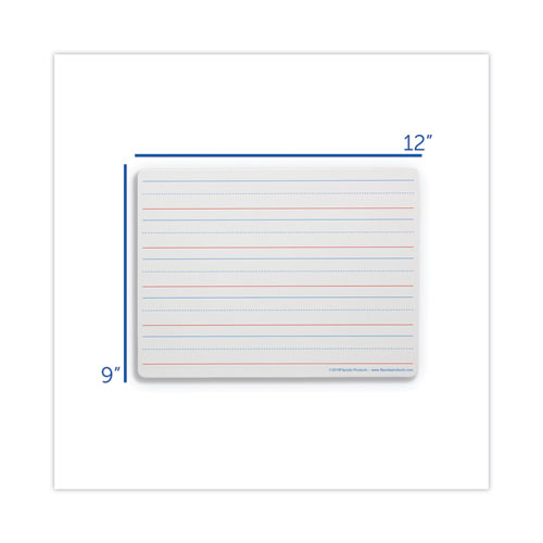 Two-Sided Red/Blue Ruled Dry Erase Board, 12" x 9", White Surface, 24/Pack
