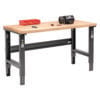 Standard Duty Butcher Block Top Adjustable Height Workbench, 2,000 lbs, 60 x 30 x 30.88 to 36.88, Black