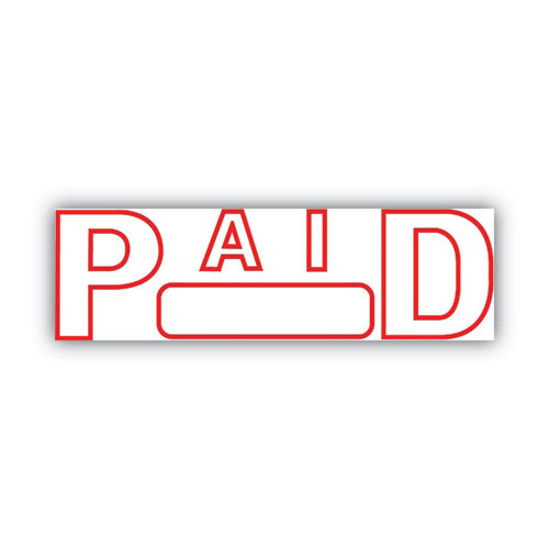 Green Line Message Stamp, Paid, 1.5 x 0.56, Red