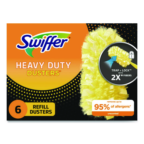 Heavy Duty Dusters Refill, Dust Lock Fiber, Yellow, 6/Box