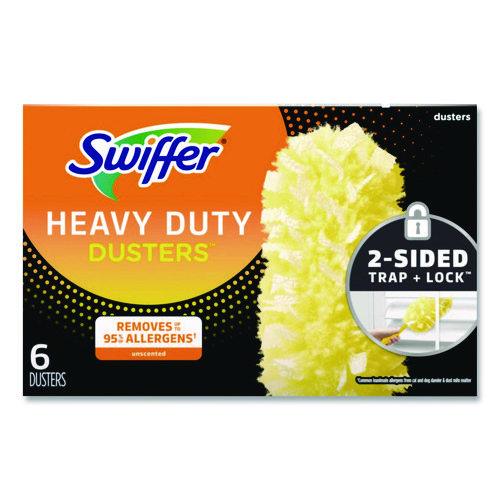 Heavy Duty Dusters Refill, Dust Lock Fiber, Yellow, 6/Box