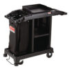 Compact Standard Housekeeping Cart, Plastic, 1 Shelf, 23.25" x 53.18" x 46.57", Black