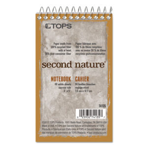 Second Nature Wirebound Notepads, Narrow Rule, Randomly Assorted Cover Colors, 50 White 3 x 5 Sheets