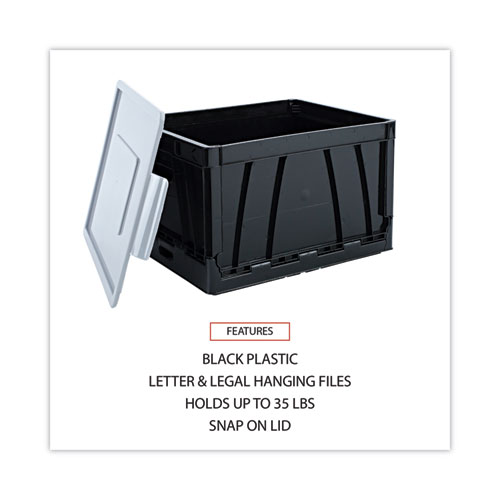 Collapsible Crate, Letter/Legal Files, 17.25" x 14.25" x 10.5", Black/Gray, 2/Pack - Image 4