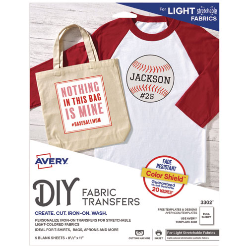 Fabric Transfers, 8.5 x 11, White, 5/Pack