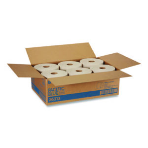 Pacific Blue Basic Recycled Paper Towel Roll, 1-Ply, 7.87 " x 1,000 ft, Brown, 6/Carton