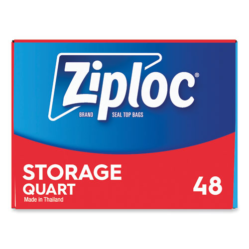 Double Zipper Storage Bags, Triple System Seal, Quart, 9.63" x 8.5", Clear, 48/Box - Image 3