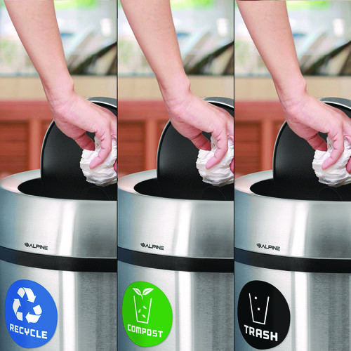17 Gallon Stainless Steel Indoor Recycling, Trash and Compost Bins with Swivel Lid