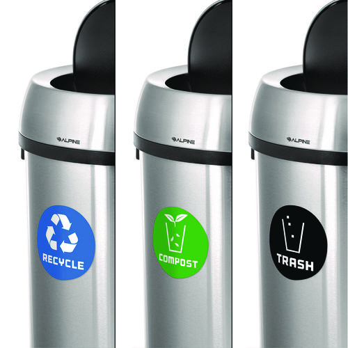 17 Gallon Stainless Steel Indoor Recycling, Trash and Compost Bins with Swivel Lid