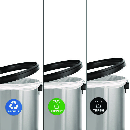 17 Gallon Stainless Steel Indoor Recycling, Trash and Compost Bins with Swivel Lid