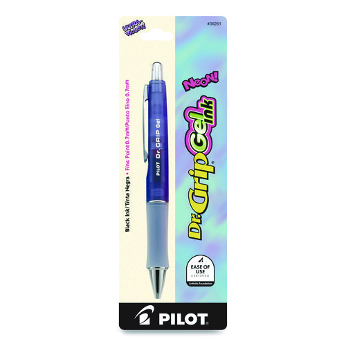 Dr. Grip Gel Pen, Retractable, Fine 0.7 mm, Black Ink, Translucent Purple Barrel