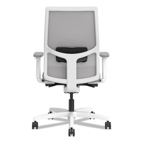 Ignition 2.0 4-Way Stretch Mid-Back Mesh Task Chair, Black Adjustable Lumbar Support, Basalt Seat, Fog Back, White Base